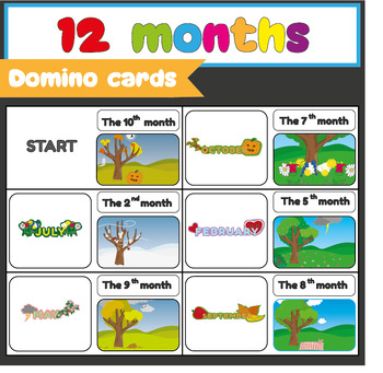 Preview of 12 months Domino cards