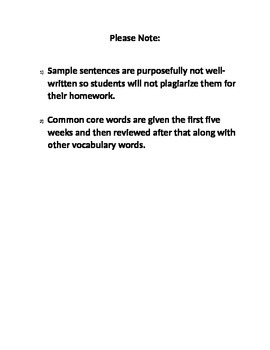 Preview of 12 weeks of 7th grade vocabulary hw and tests - Common Core