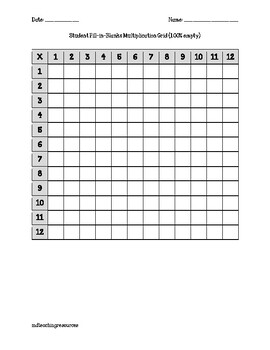 12 X 12 Multiplication Grids By Md Teaching Resources 
