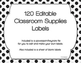 120 Black & White Classroom Supplies Labels with Editable File