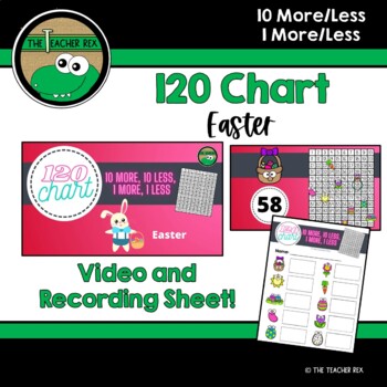 Preview of 120 Chart 10 More/Less, 1 More/Less - Easter (video and recording sheet)