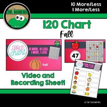 Preview of 120 Chart 10 More/Less, 1 More/Less - Fall (video and recording sheet)