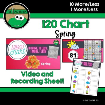 Preview of 120 Chart 10 More/Less, 1 More/Less - Spring (video and recording sheet)