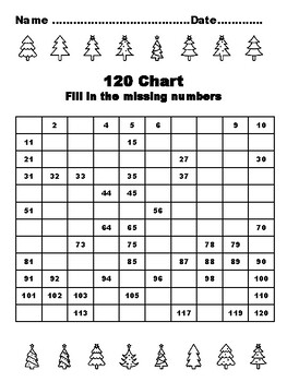Preview of 120 Chart Activities, 100, Christmas Tree Common Core Grade 1 Math Activities