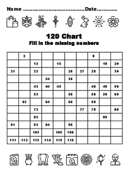 Preview of 120 Chart Activities, 100, Mid Autumn Festival Common Core Grade 1 Math Activ