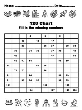 Preview of 120 Chart Activities, 100, Space Galaxy Common Core Grade 1 Math Activities,