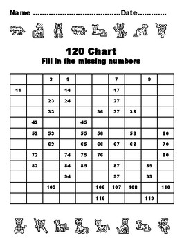 Preview of 120 Chart Activities, 100, Tiger Common Core Grade 1 Math Activities, 100 Fil