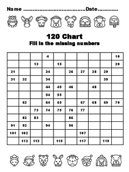 Preview of 120 Chart Activities, 100, Winter Animals Common Core Grade 1 Math Activities
