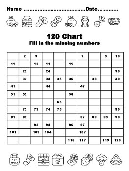 Preview of 120 Chart Activities, 100, World Vegetarian Day Common Core Grade 1 Math Acti