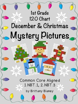 Preview of 1st Grade 120 Chart December & CHRISTMAS Mystery Pictures 6-Pack