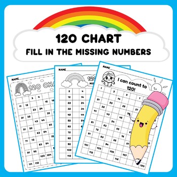 Preview of 120 Chart Fill In The Missing Number | Counting to 120 | 120 Chart Blank