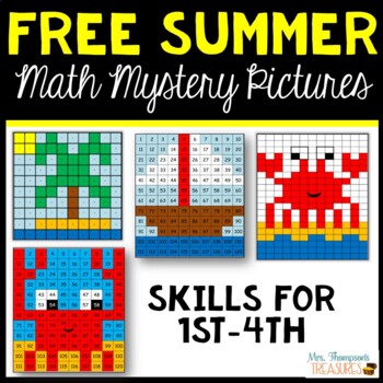 Preview of Free End of the Year / Summer Activities Math Mystery Pictures