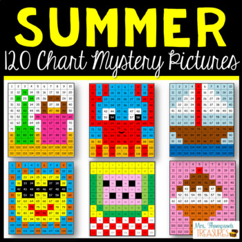 Preview of 120 Chart Mystery Pictures Summer Math Pack