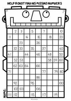 120 Chart Number Robot Worksheets Booklet by From the Pond | TpT