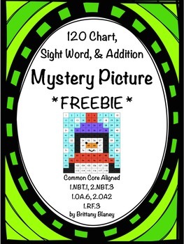 Preview of Winter 120 Chart, Sight Word, & Addition Mystery Picture *FREEBIE*
