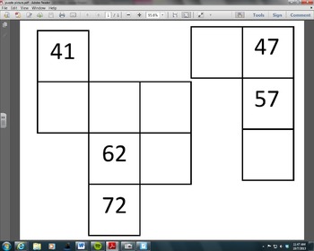 Preview of 120 Chart Puzzle Pieces Part 2 (1.NBT.1)