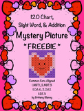 Valentine's 120 Chart, Sight Word, & Addition Mystery Pict