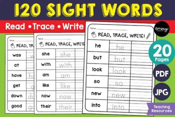 Preview of 120 Sight Words | Read, Trace, Write