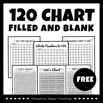 Preview of 120 chart filled and blank FREE