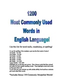 1200 Most Common Used Words in English - Spelling, Word Wa