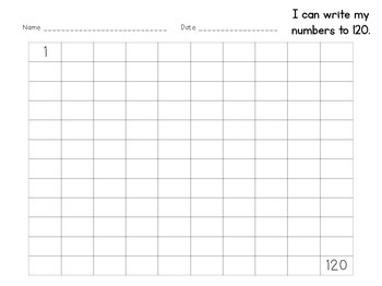 Hundreds Chart 1-120 by First Grade Spaces | Teachers Pay Teachers