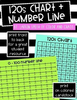 Preview of 120s Chart and 0-100 Number Line Student Resource Card