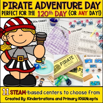 Preview of 120th Day of School PIRATE Day | STEM & Math Centers & Activities