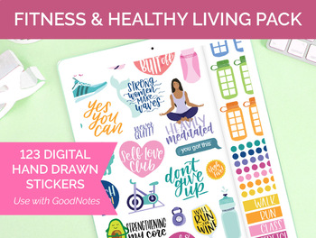 123 Digital Fitness Healthy Living Clip Art - Sticker PNGs and Goodnotes  Booklet