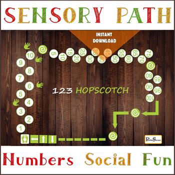 Preview of Numbers Sensory path for school, Printable floor decals, Math hopscotch, Numeral