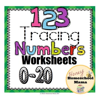 Preview of 123 Tracing Numbers Worksheets 0 to 20 - Print and Go