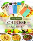 123 pieces Easy Healthy Chinese Food Recipes Cards Binder 