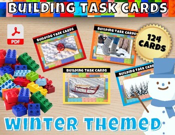 Preview of 124 Building Blocks Task Cards, Winter Theme Building Ideas