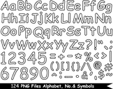 124 PNG Files Outline Alphabet, Numbers & Symbols - Clip A