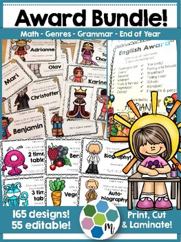 Preview of Awards Bundle - End of Year, Math, Writing, Genres, Grammar!