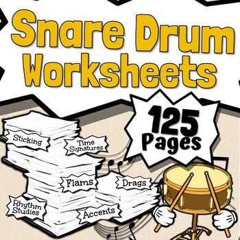 Preview of 125 Snare Drum Worksheets | Tests, Quizzes, Homework, Class Reviews or Sub Work!