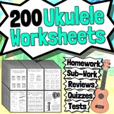 200 Ukulele Worksheets | Ukulele Tests Quizzes Homework Re