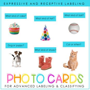 Preview of Expressive and Receptive Labeling Photo Cards - For Advanced Classifying