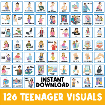 Preview of 126 TEENAGER CARDS | First Then Board | Visual Aid | High School | Teen Behavior