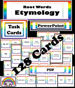 Preview of 128 Cards Latin Roots Etymology Cards for Games, Centers, or Review