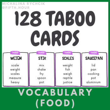 Preview of 128 Taboo Cards (Food) - ESL/EFL Vocabulary Game