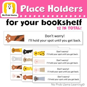 Preview of 12ct Cat Paw Library and Bookshelf Markers, Class Organization