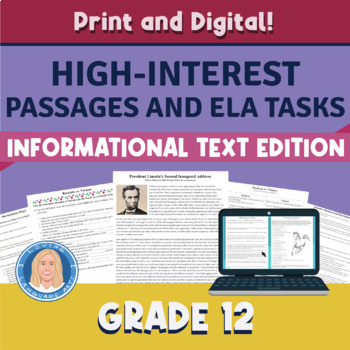 Preview of 12th Grade Reading Passages & Comprehension Tasks | Informational Text Edition