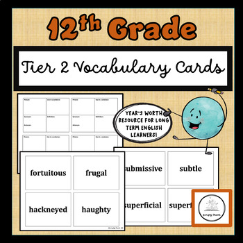 Preview of 12th Grade Tier 2 Vocabulary Word Cards-Teacher's Essential Vocabulary Companion