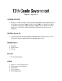 12th Grade US Government Pacing Guide and Lesson Plans