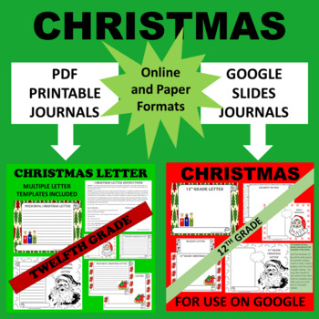 Preview of 12th Twelfth Grade Senior Christmas Writing - Google & Paper Combo Bundle