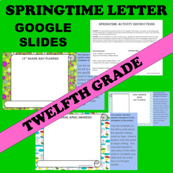 Preview of 12th Twelfth Grade Senior GOOGLE Spring (Springtime) Writing Activity Templates