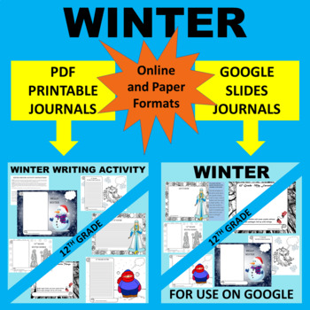 Preview of 12th Twelfth Grade Senior Winter Writing - Google & Paper Combo Bundle