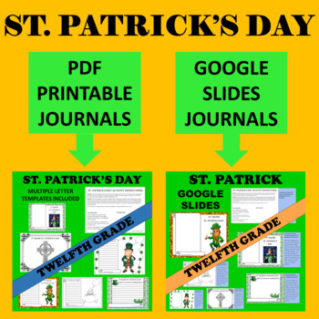 Preview of 12th Twelth Grade Senior St. Patrick's Day Writing- Google Paper Combo Bundle