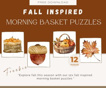 Preview of 12x FALL inspired early learning puzzles - morning basket - morning work