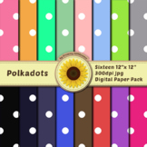 16 12x12 Digital Paper Set: Polkadots; Scrapbooking, Backg